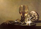 Famous Life Paintings - Still Life with Wine Glass and Silver Bowl